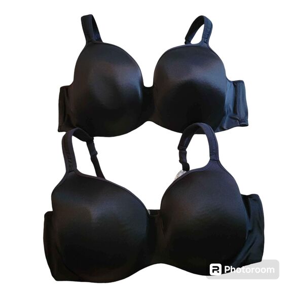 2 Women's Lane Bryant Cacique Lightly Padded 46DD Black Bras Underwire - Picture 1 of 5